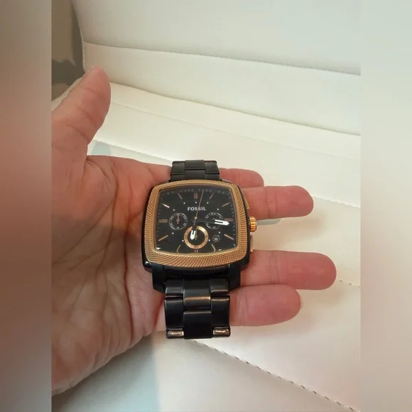 Fossil Watch Chronograph Stainless Steel Rose Gold Tone Black - Picture 7 of 15